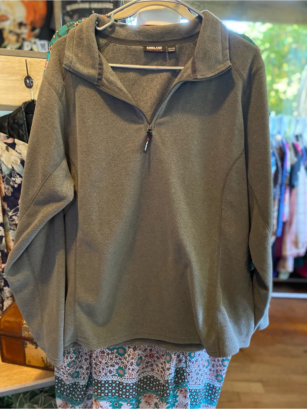 Kirkland Signature Gray Quarter-Zip Fleece Pullover